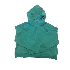 Heathered Maldives Green Oversized Scuba Half-Zip Hoodie